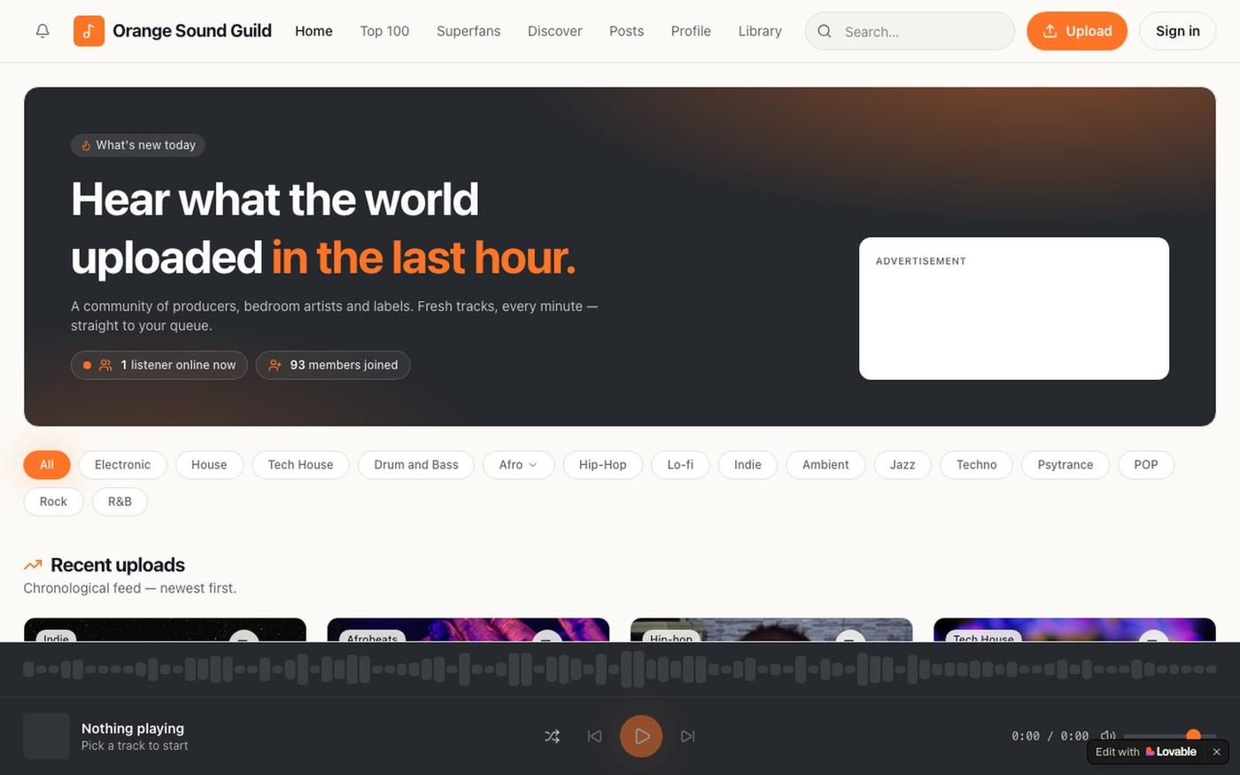 Orange Sound Guild — Discover and share music — screenshot
