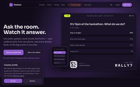 Oratora — live audience engagement & async forms — screenshot