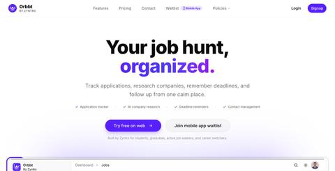 Orbbt — Your job hunt, organized. — screenshot