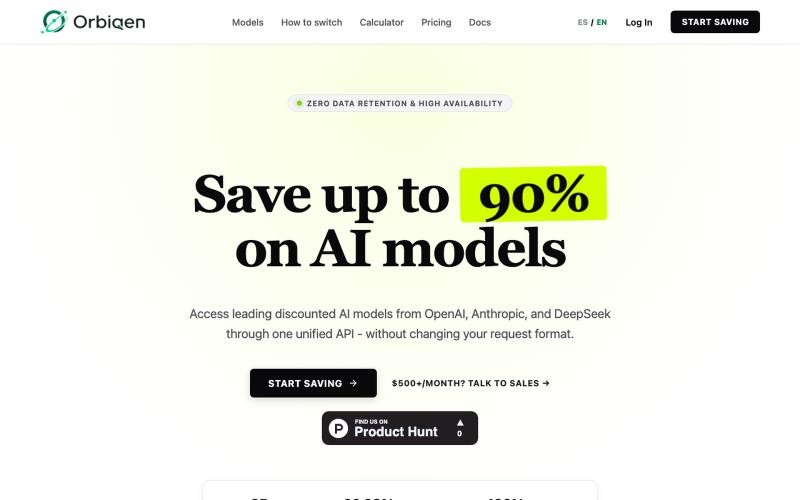 Orbiqen | Save up to 90% on AI Models — screenshot