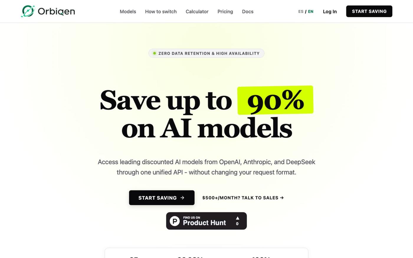 Orbiqen | Save up to 90% on AI Models — screenshot