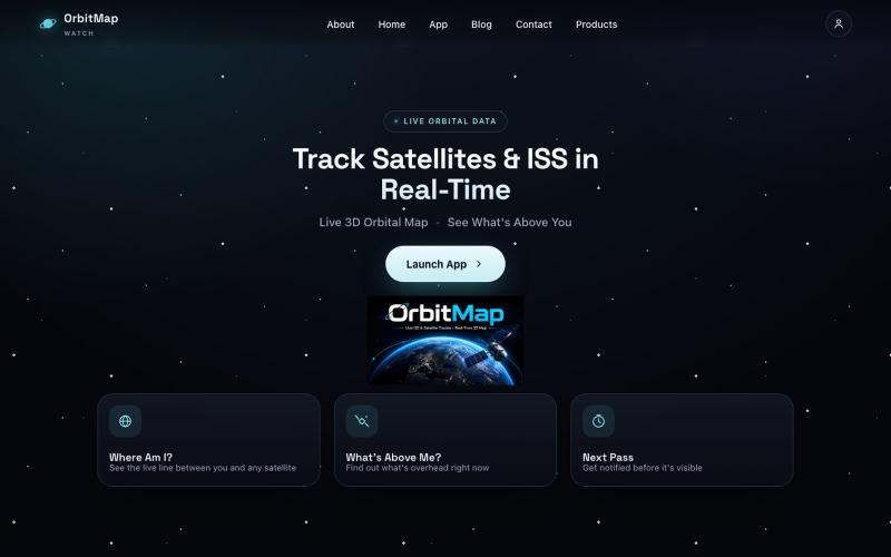 OrbitMap — Live ISS & Satellite Tracker | Real-Time 3D Orbital Map — screenshot