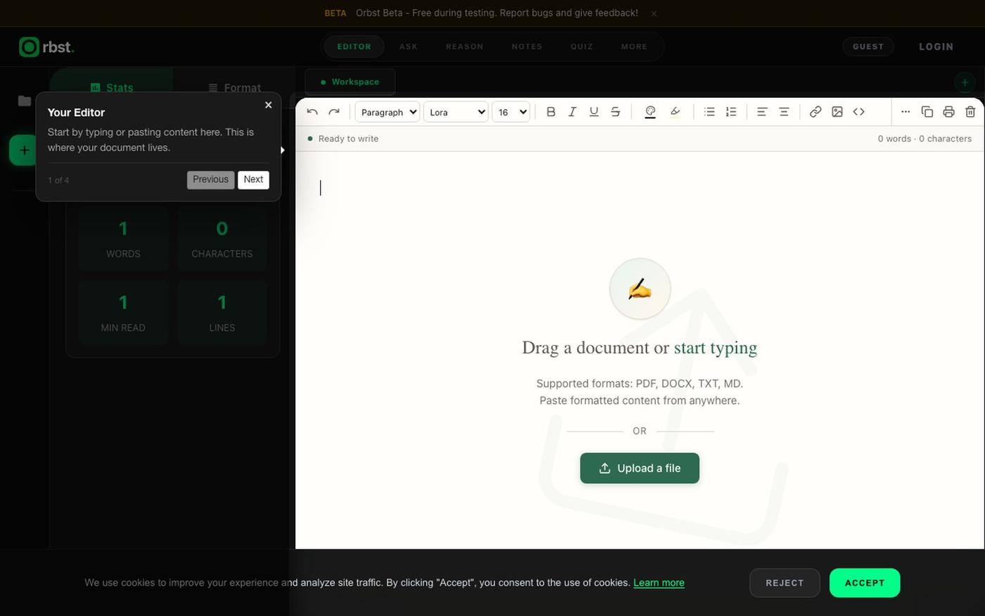 Orbst - AI Document Assistant | Your Ultimate Study Engine — screenshot