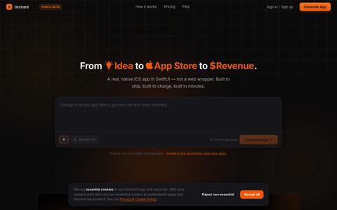 Orchard – AI iOS App Builder | Build Real Native iPhone Apps, No Code — screenshot