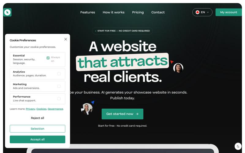 Orfolio | AI Website Creator - No-Code Platform for Businesses — screenshot