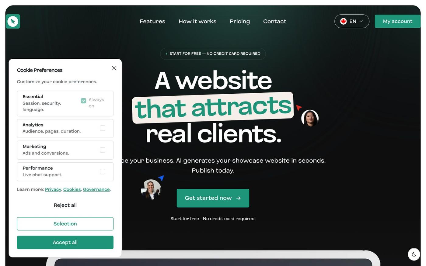 Orfolio | AI Website Creator - No-Code Platform for Businesses — screenshot
