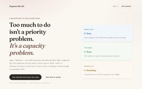 Organize My Life — A quieter way to hold everything — screenshot