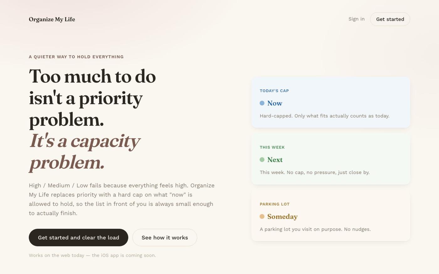 Organize My Life — A quieter way to hold everything — screenshot