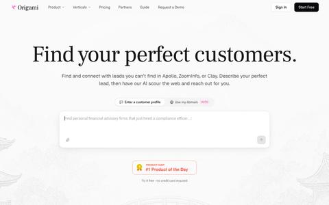 Origami | Find your perfect customers in one prompt — screenshot