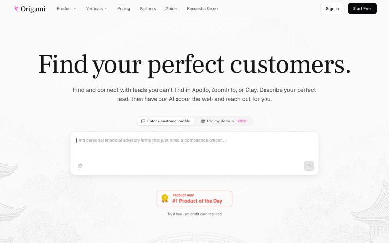 Origami | Find your perfect customers in one prompt — screenshot