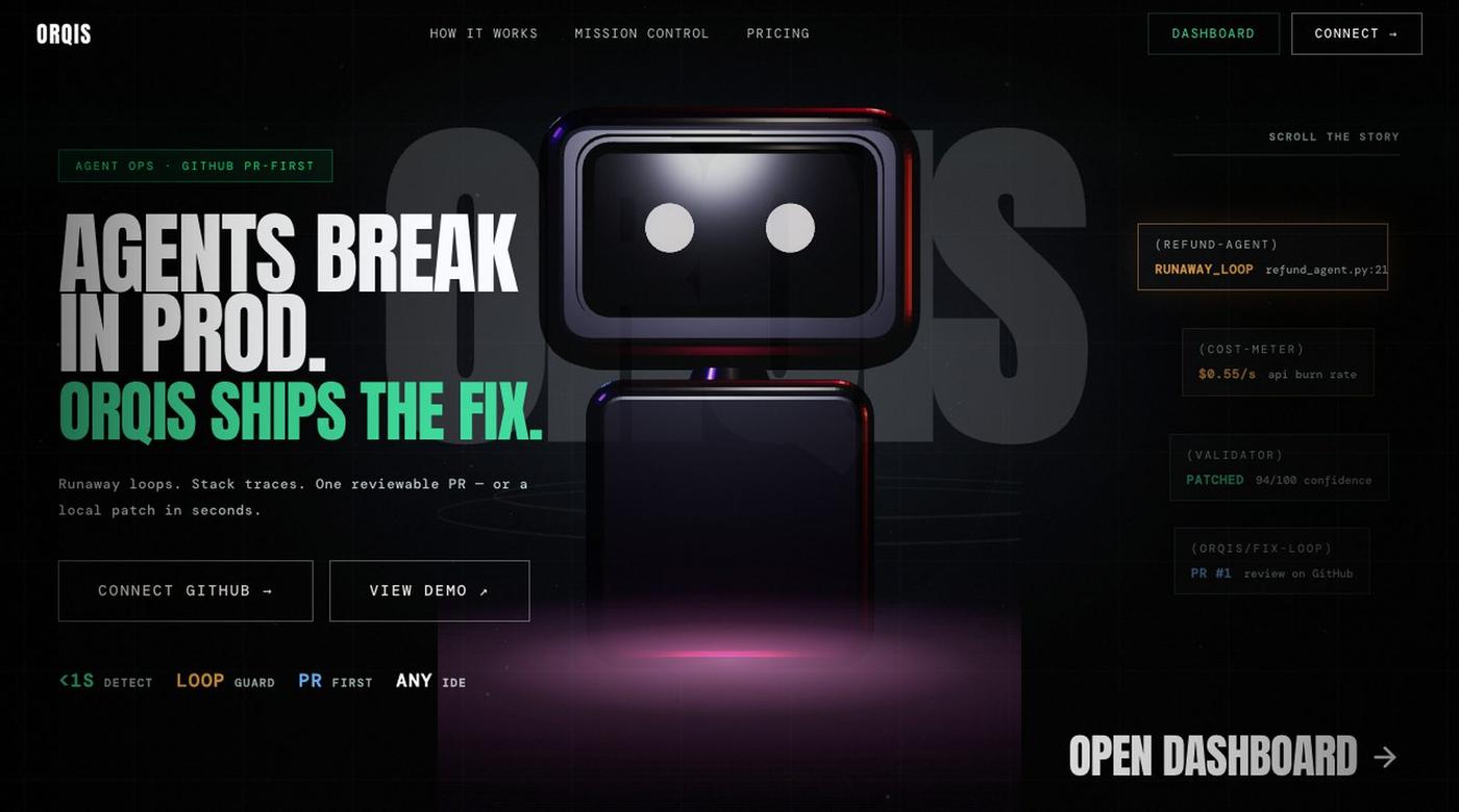 Orqis — Agent Ops · GitHub PR-first — screenshot