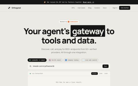 Orthogonal: Your agent's gateway to every tool and data source. — screenshot