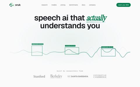 oruk — Speech API for transcripts, emotion, and style — screenshot