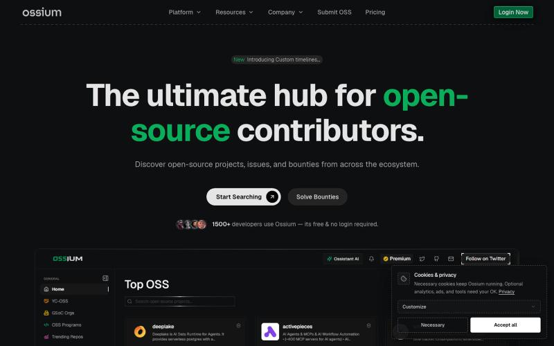 ossium - The True OSS Helper | Find Best GitHub Projects Fast — screenshot