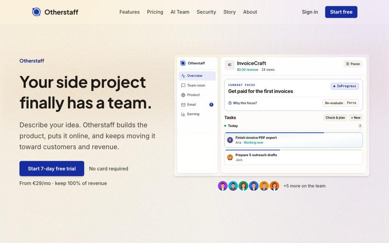 Otherstaff | Autonomous Virtual Company Incubator — screenshot