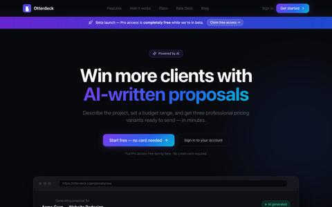 AI Proposal Software for Freelancers & Agencies — Otterdeck — screenshot