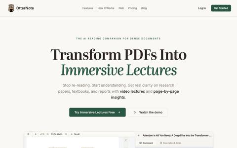 OtterNote - Transform PDFs Into Immersive Video Lectures — screenshot