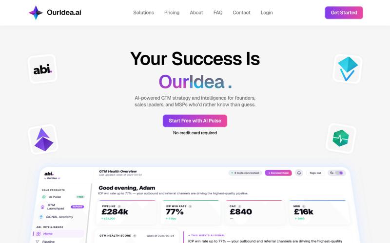 OurIdea.ai — AI-Powered GTM Strategy & Intelligence — screenshot