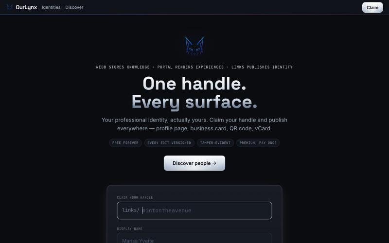 OurLynx — one link that holds all your links — screenshot