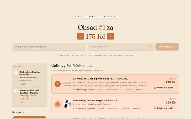 outbid.cz: zaplať a buď první — screenshot