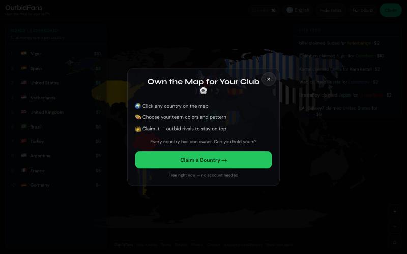 OutbidFans — Competitive fan map game — screenshot