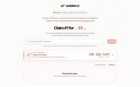 outbids.lol — Outbid your competition — screenshot