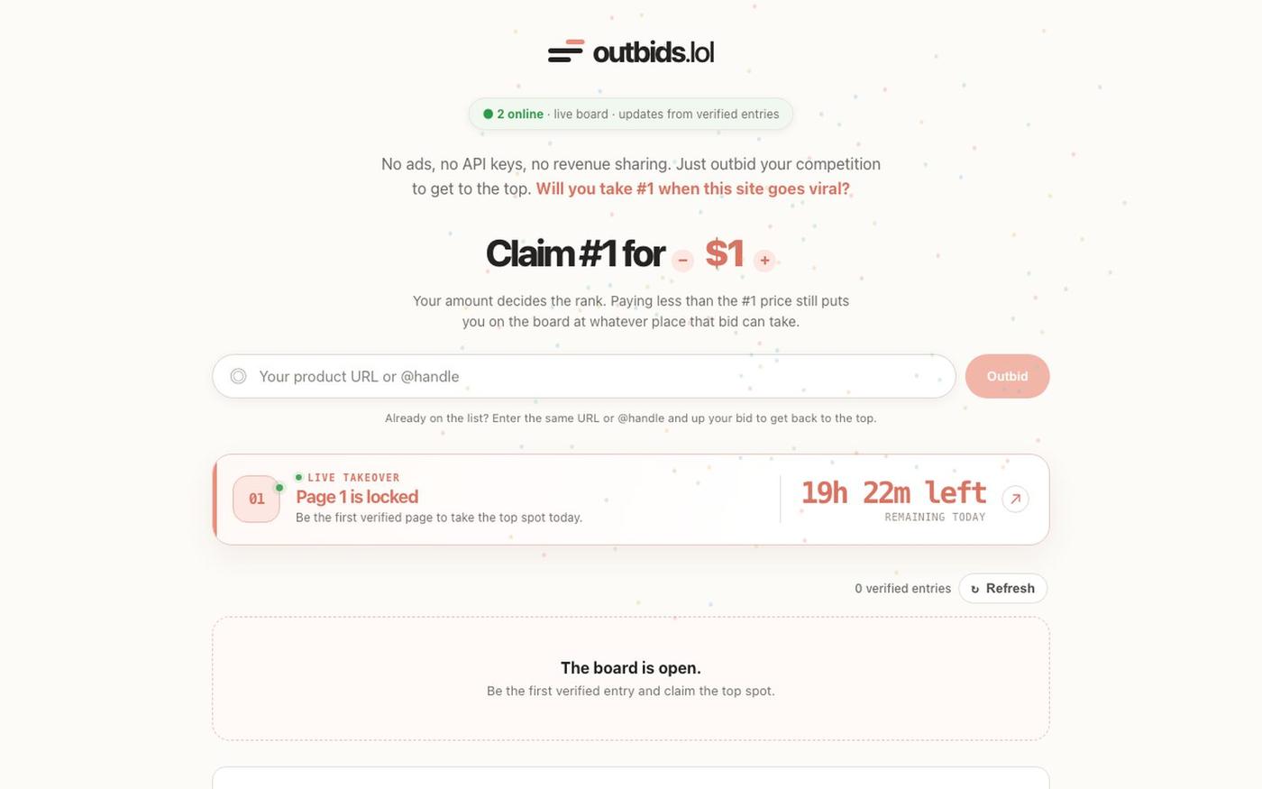 outbids.lol — Outbid your competition — screenshot