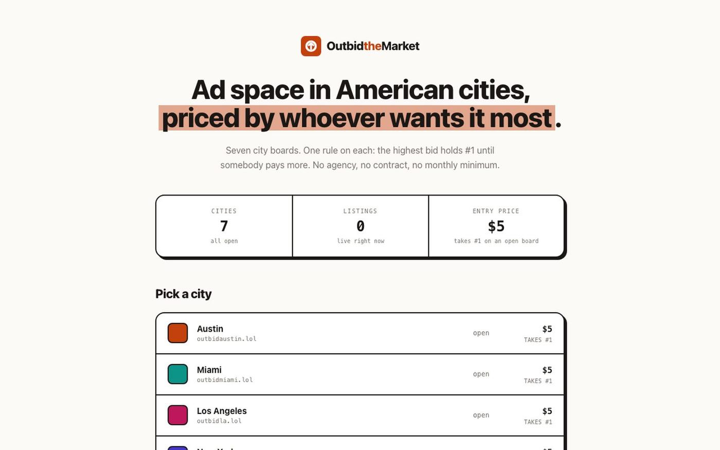 OutbidtheMarket — screenshot