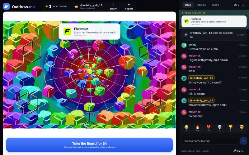 Outdraw Me — one board, one owner, everyone watching — screenshot