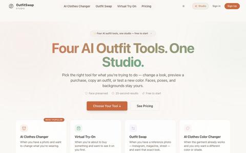 Change, Try On & Swap Outfits with AI | OutfitSwap Studio — screenshot