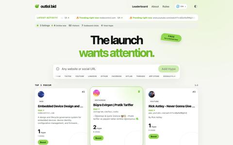 outlol.bid — The free Hype leaderboard — screenshot