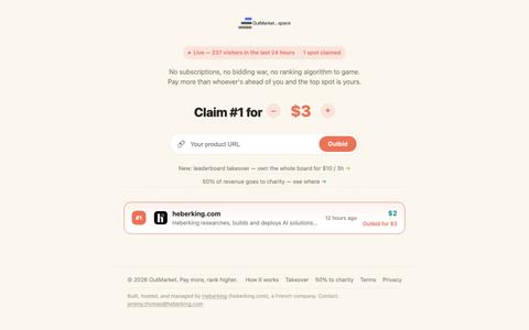OutMarket — pay more, rank higher — screenshot