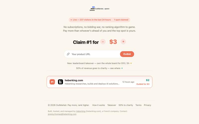 OutMarket — pay more, rank higher — screenshot