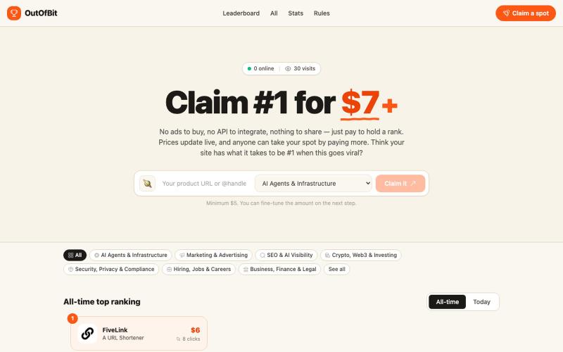 OutOfBit — Pay to rank — screenshot
