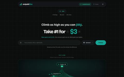 Outpaid — Pay to Rank Leaderboard | Climb as high as you can pay — screenshot