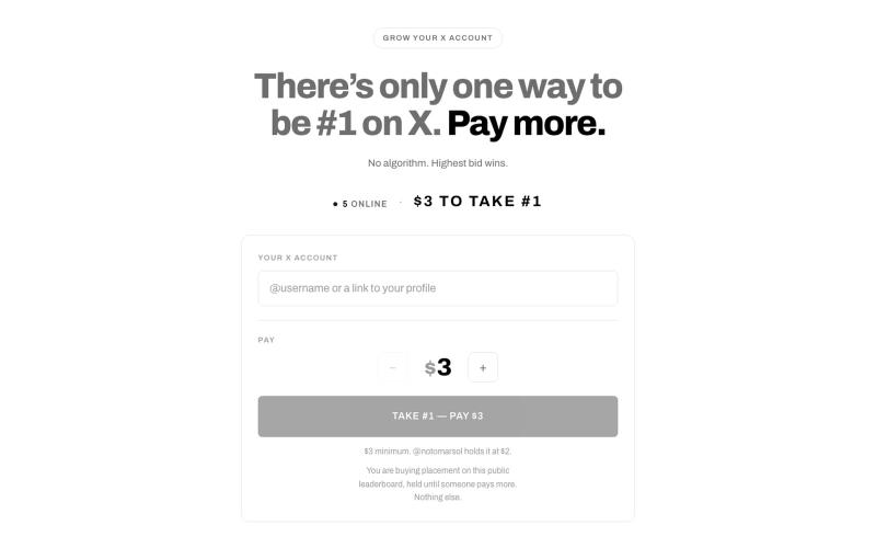 Pay to Be #1 — screenshot