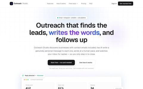 Outreach Studio — AI outreach that finds, writes, and follows up — screenshot