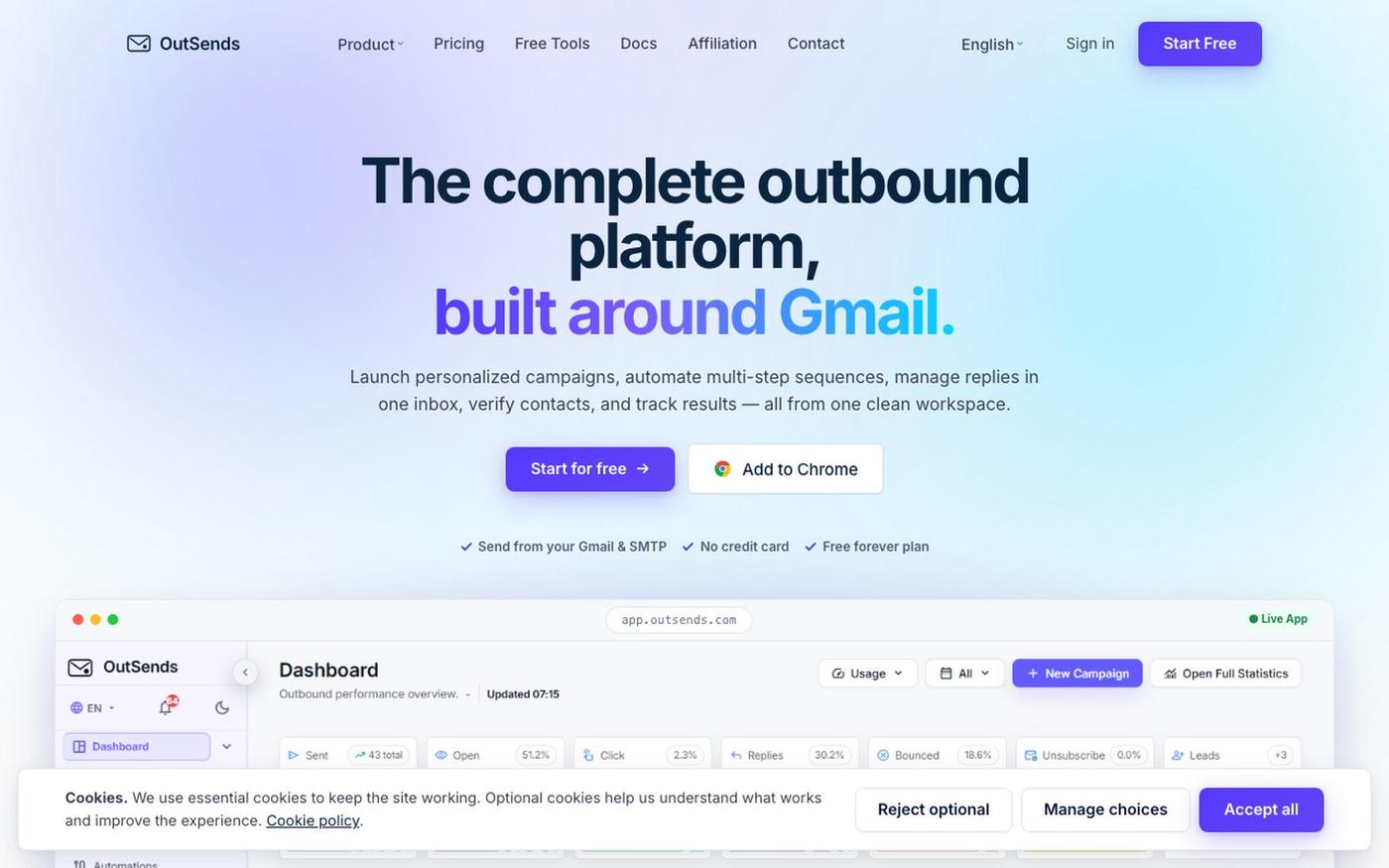OutSends | The Complete Outbound Platform — screenshot