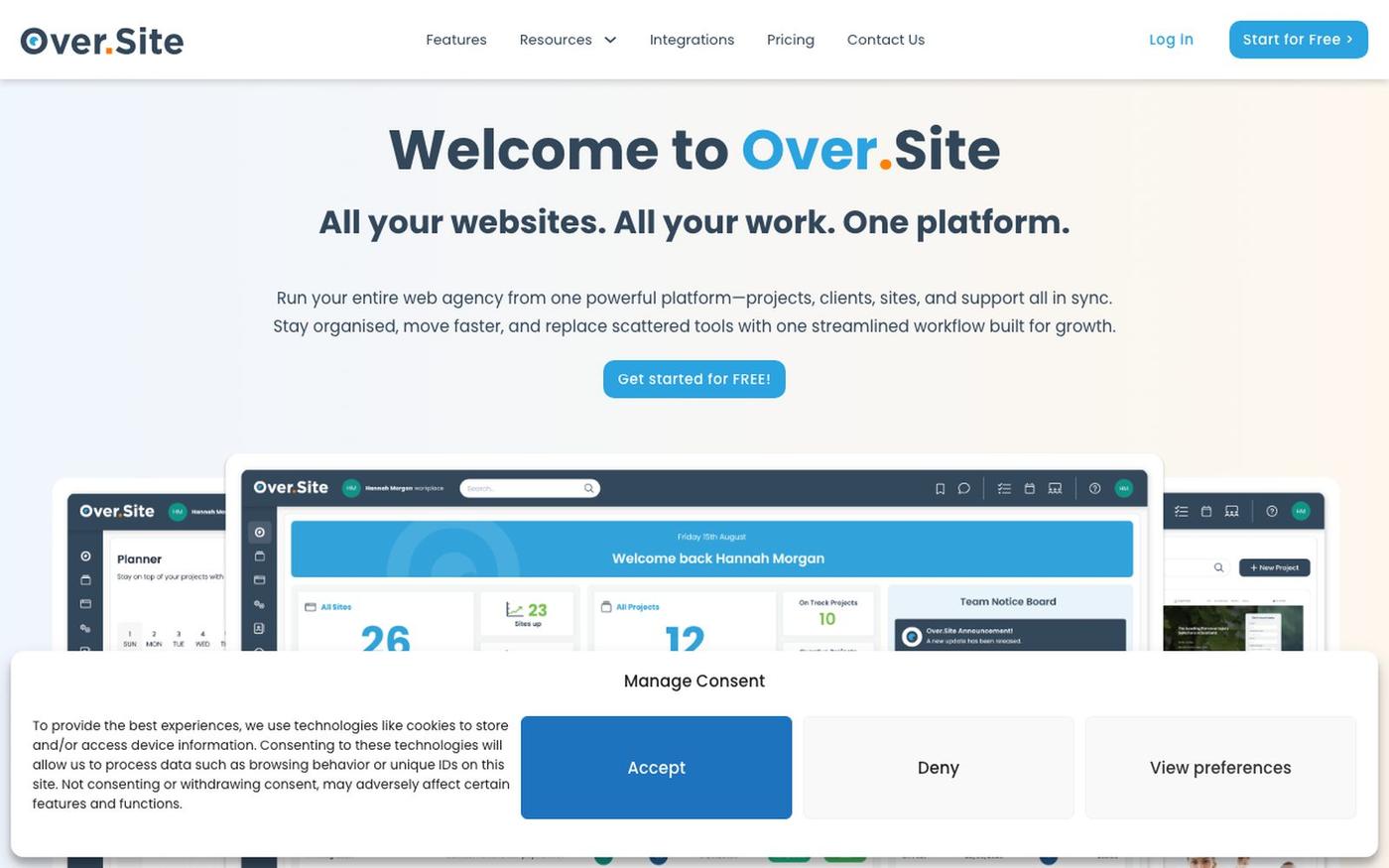 Over.Site | All-in-One Platform for Web Agencies — screenshot
