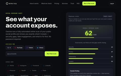Owniva — See what your account exposes — screenshot