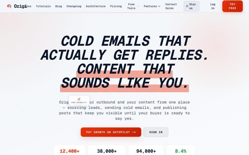 Ozigi — AI Cold Email & Content Tool for Small Teams — screenshot