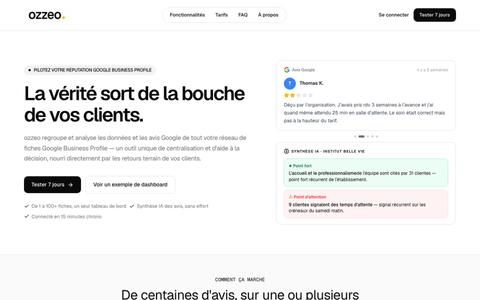 ozzeo — Pilotage de réputation et performance Google multi-fiches — screenshot