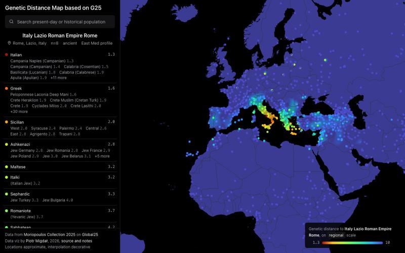 Genetic Distance Map based on G25 — screenshot