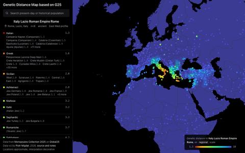 Genetic Distance Map based on G25 — screenshot