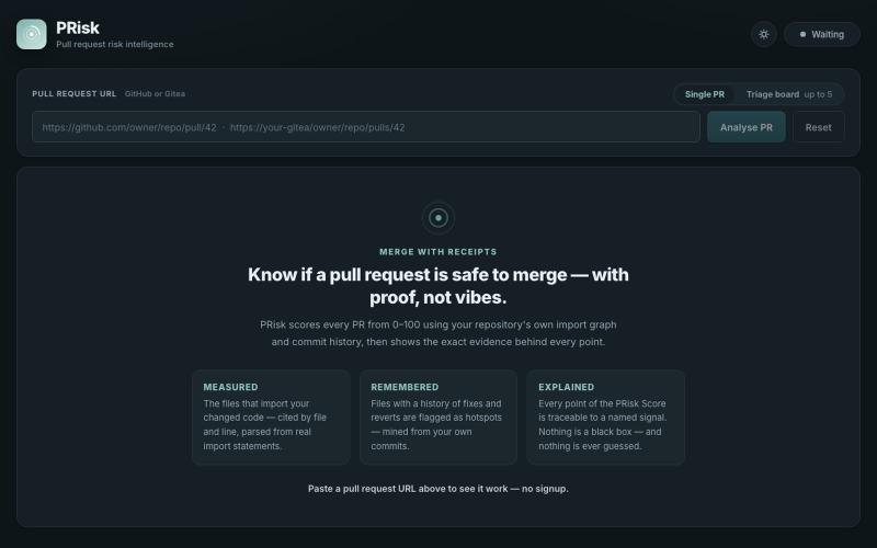 PRisk — Pull Request Risk Intelligence — screenshot