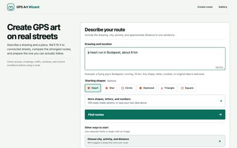 GPS Art Wizard | GPS art route planner — screenshot