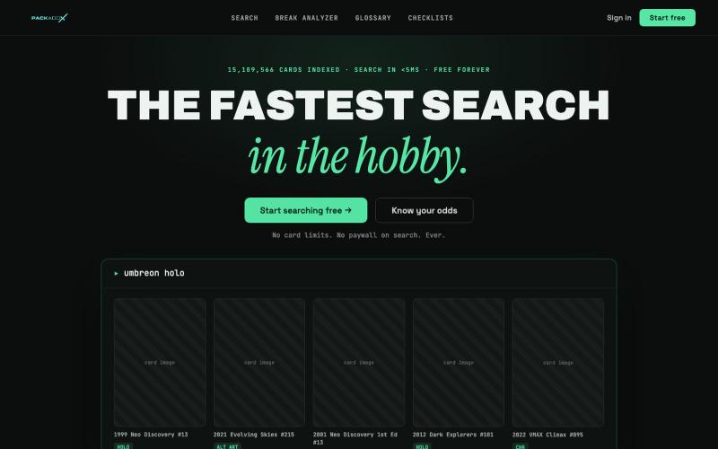 Packaddx — Sports & Pokémon Card Checklists, Break Analyzer — screenshot
