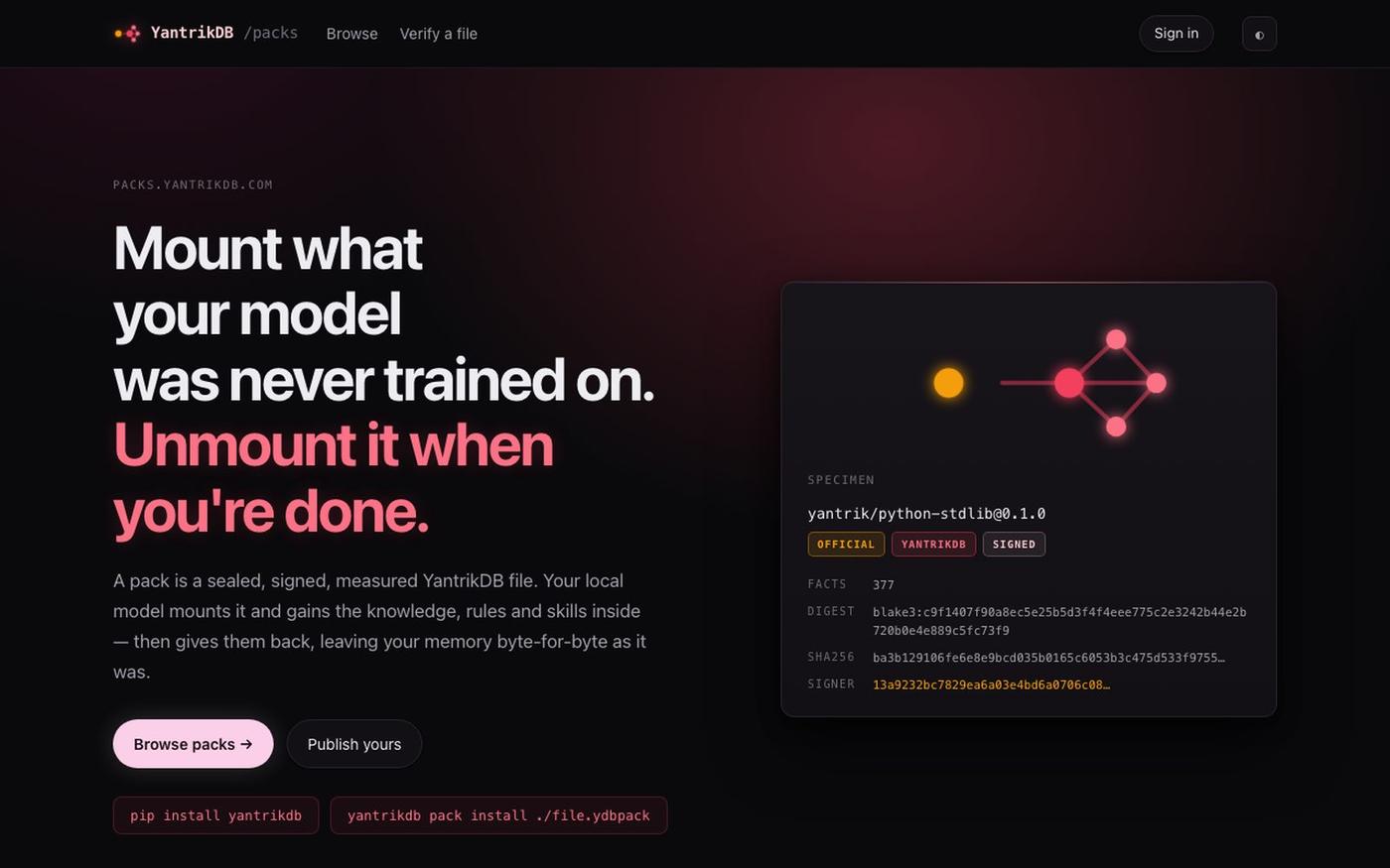 YantrikDB Packs — screenshot