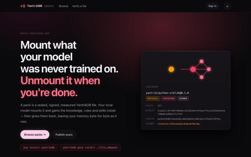 YantrikDB Packs — screenshot