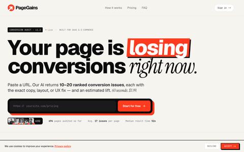 PageGains - Your Page Is Losing Conversions Right Now — screenshot
